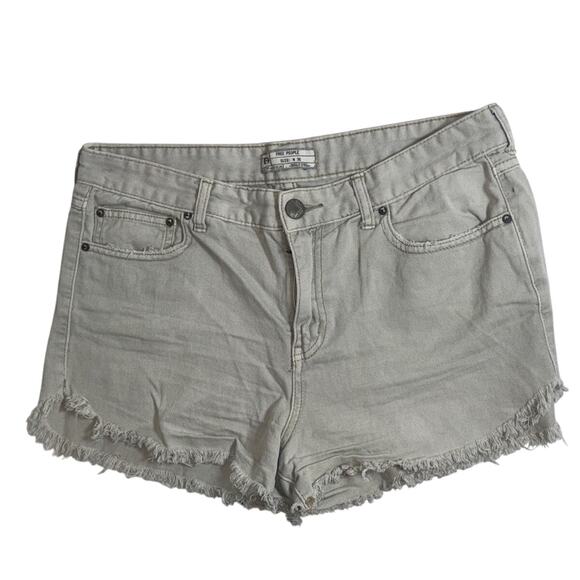 Free People Denim Jean Shorts Cut Offs Womens 30 Gray Raw Hem Festival Summer - Picture 1 of 8